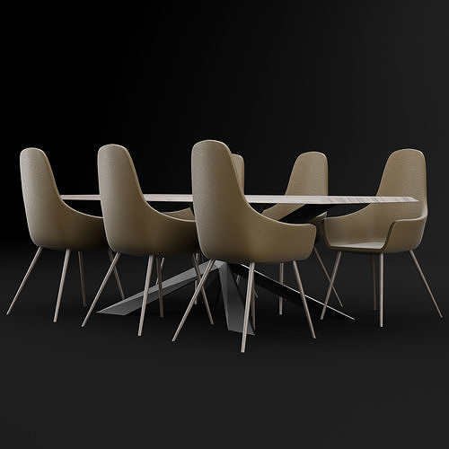 Table and chair 1 3D model 7