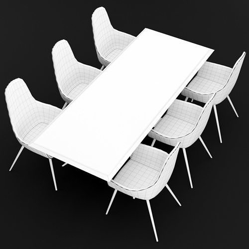 Table and chair 1 3D model 2