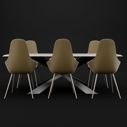 Table and chair 1 3D model 5