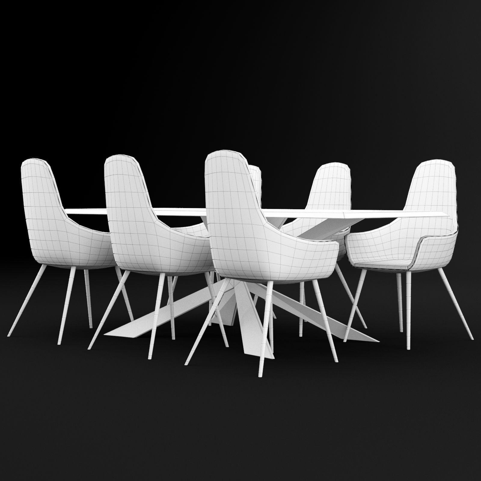 Table and chair 1 3D model_7