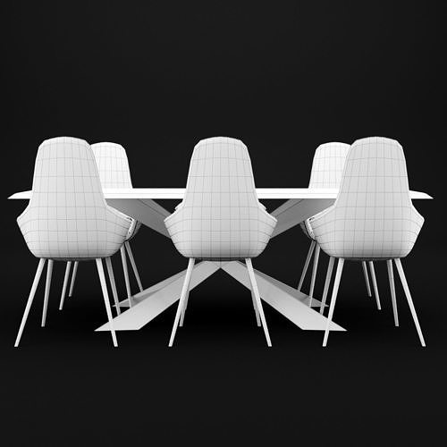 Table and chair 1 3D model 6