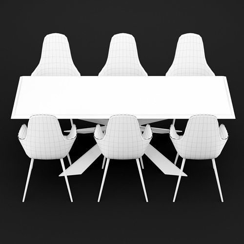 Table and chair 1 3D model 4