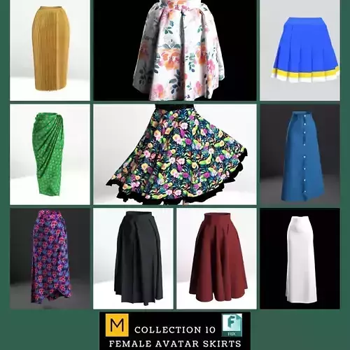 Women Female Skirt Collection 3D Model 