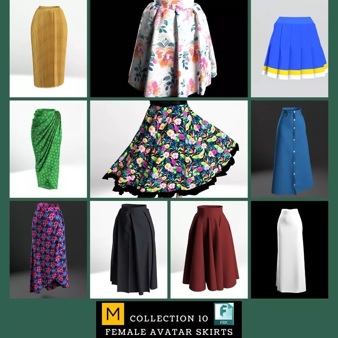 Women Female Skirt Collection 3D Model _0