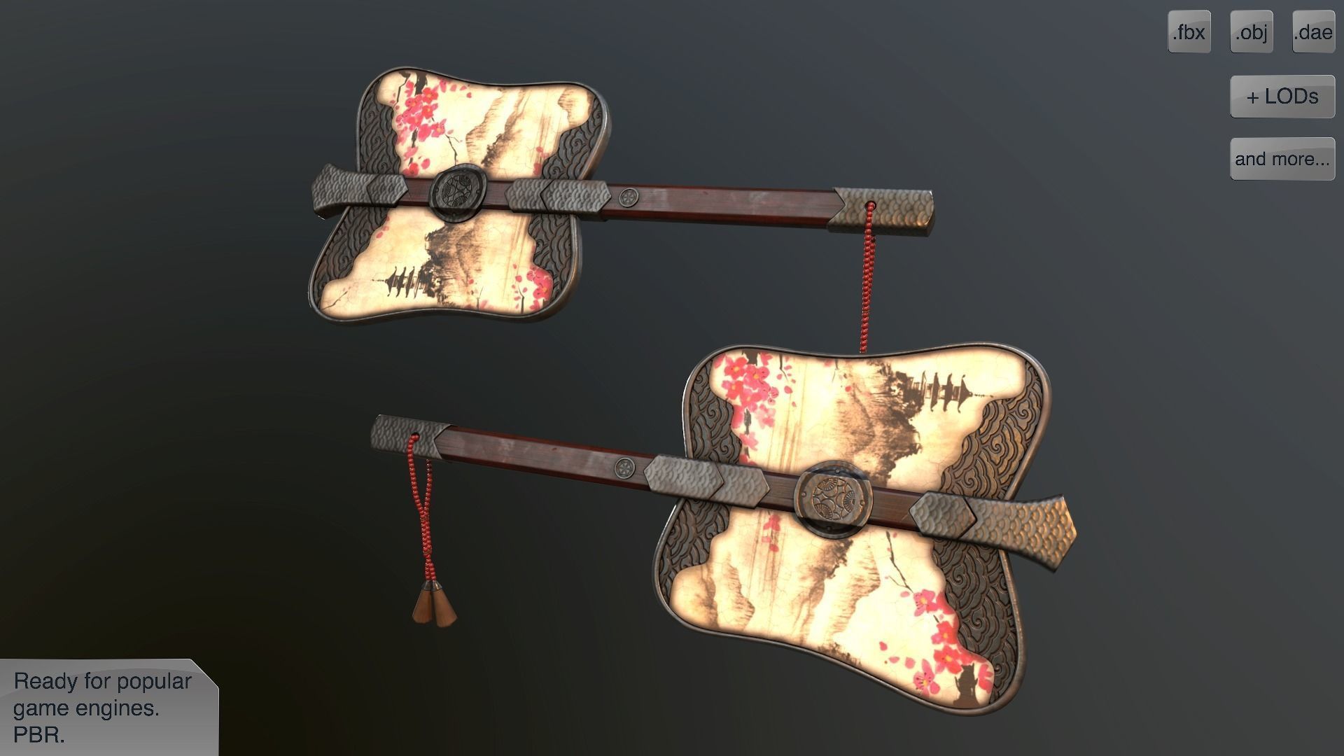 Gumbai fighting fans vol pack Low-poly 3D model_18