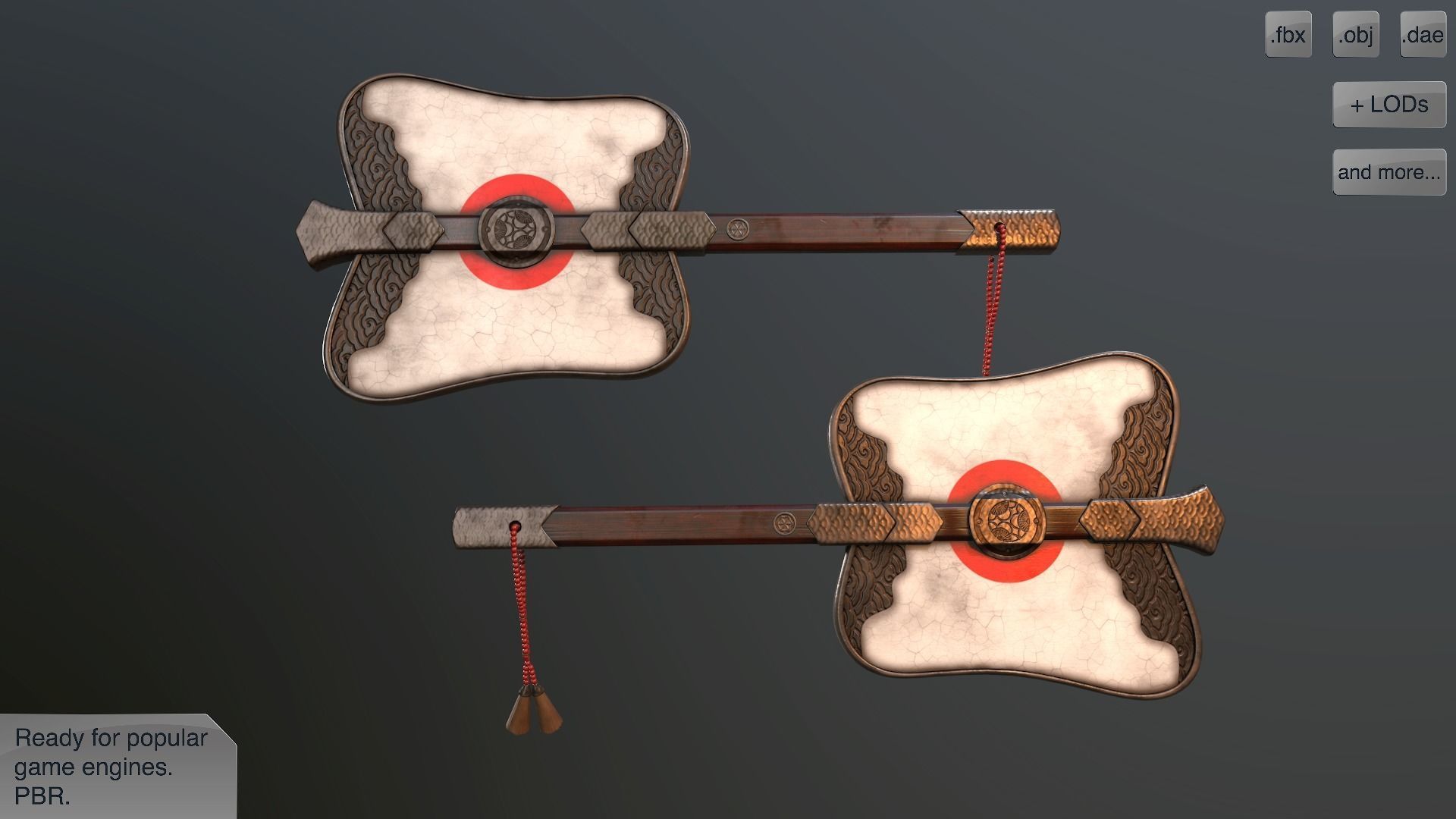 Gumbai fighting fans vol pack Low-poly 3D model_10