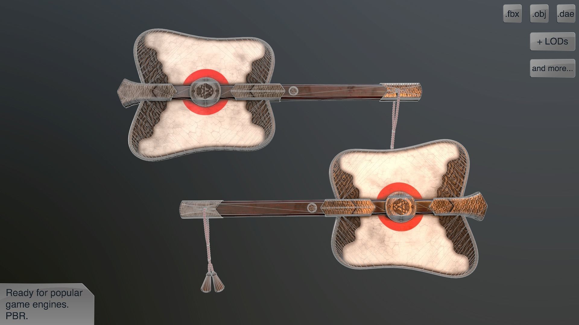 Gumbai fighting fans vol pack Low-poly 3D model_11