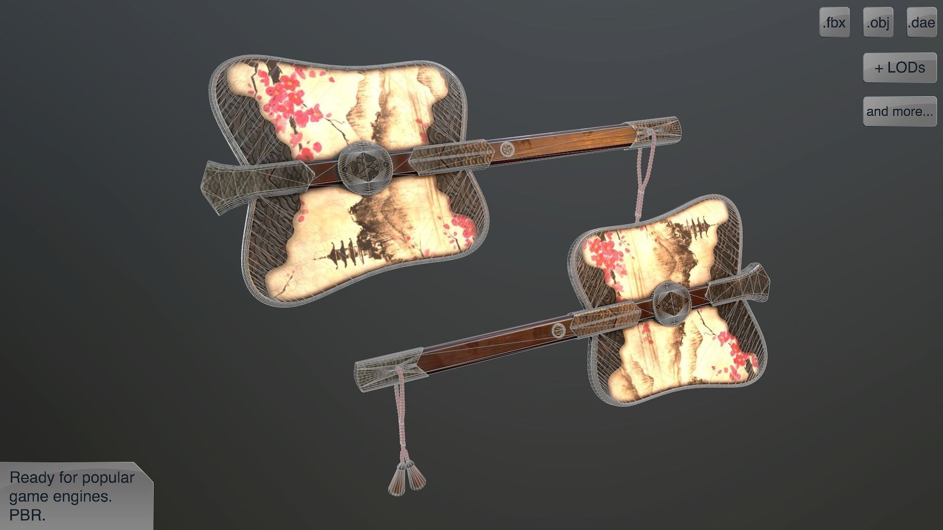 Gumbai fighting fans vol pack Low-poly 3D model_7