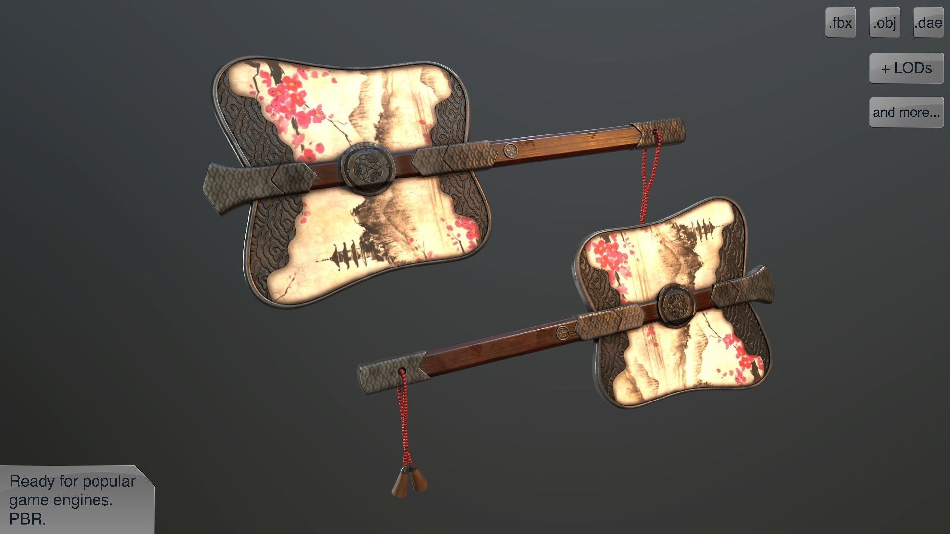 Gumbai fighting fans vol pack Low-poly 3D model_6