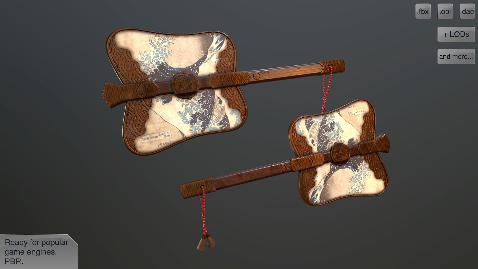 Gumbai fighting fans vol pack Low-poly 3D model_2
