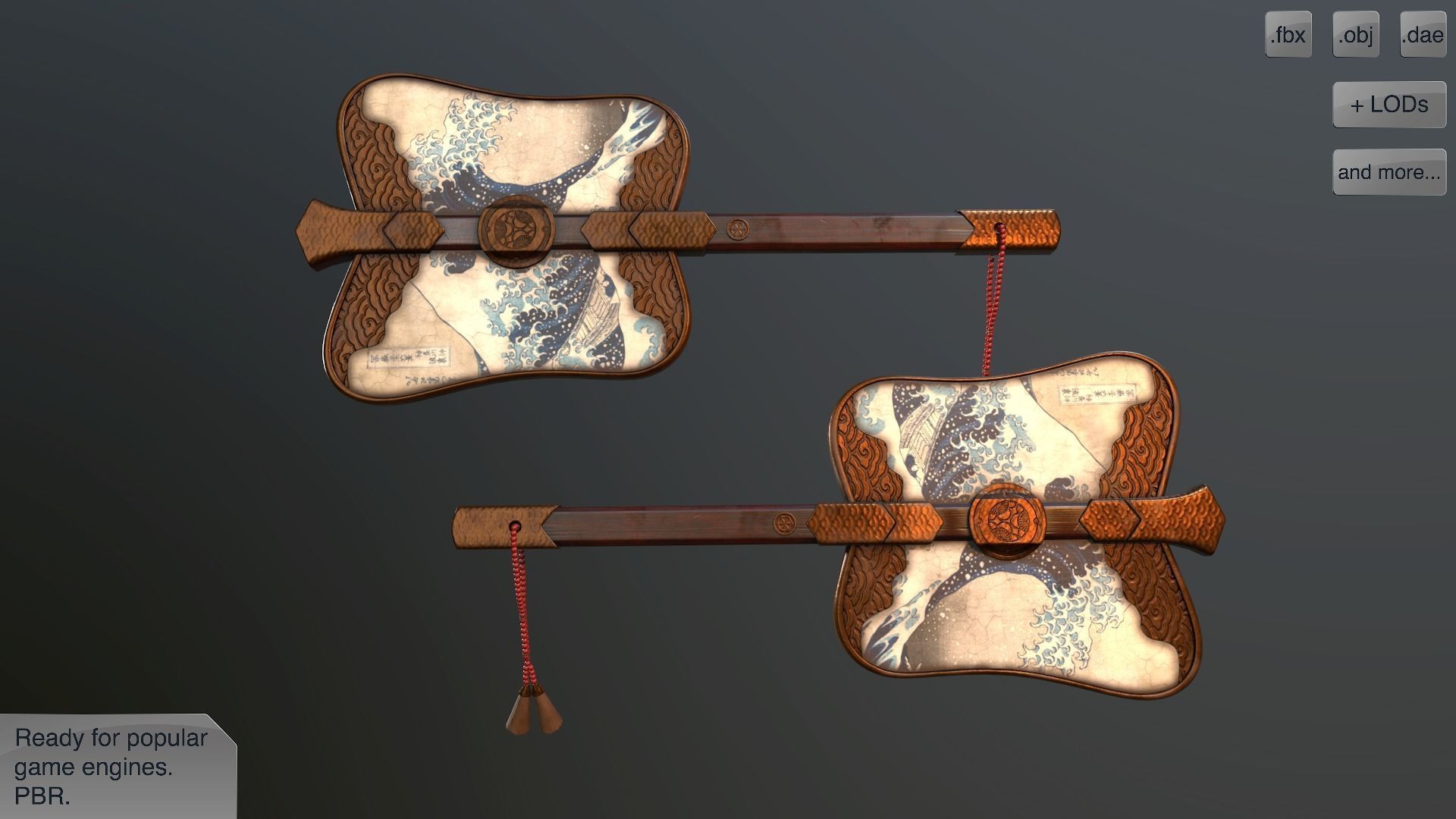 Gumbai fighting fans vol pack Low-poly 3D model_8