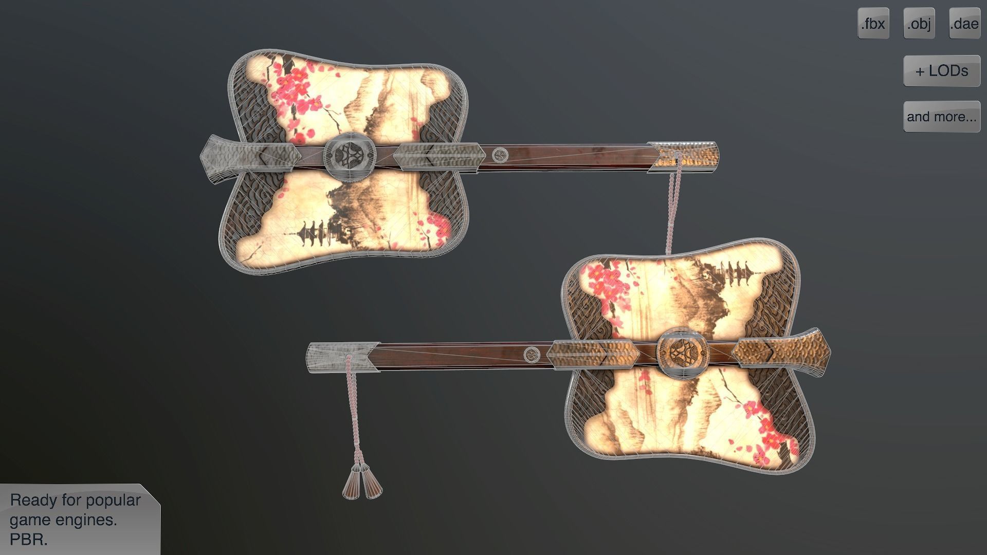 Gumbai fighting fans vol pack Low-poly 3D model_13