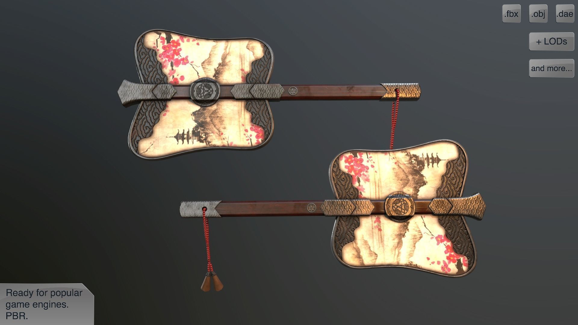 Gumbai fighting fans vol pack Low-poly 3D model_12