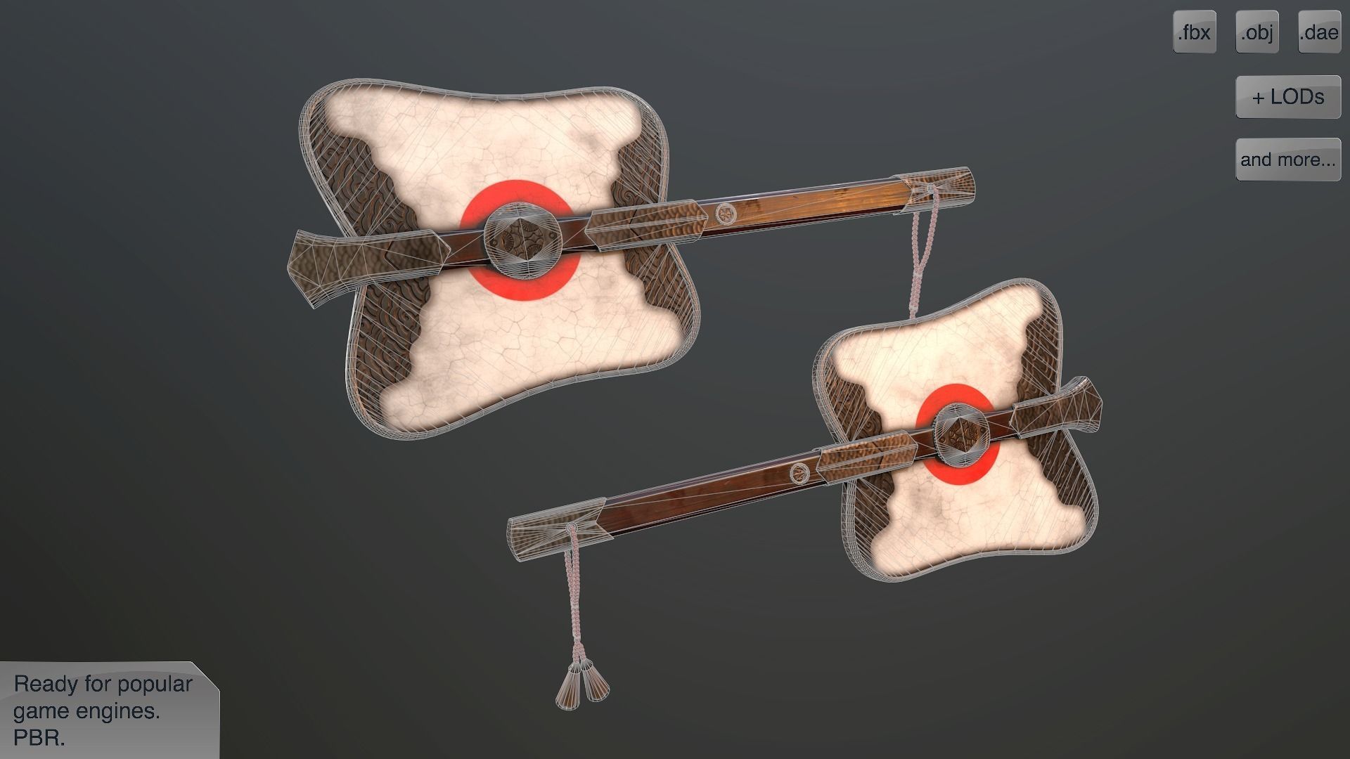 Gumbai fighting fans vol pack Low-poly 3D model_5
