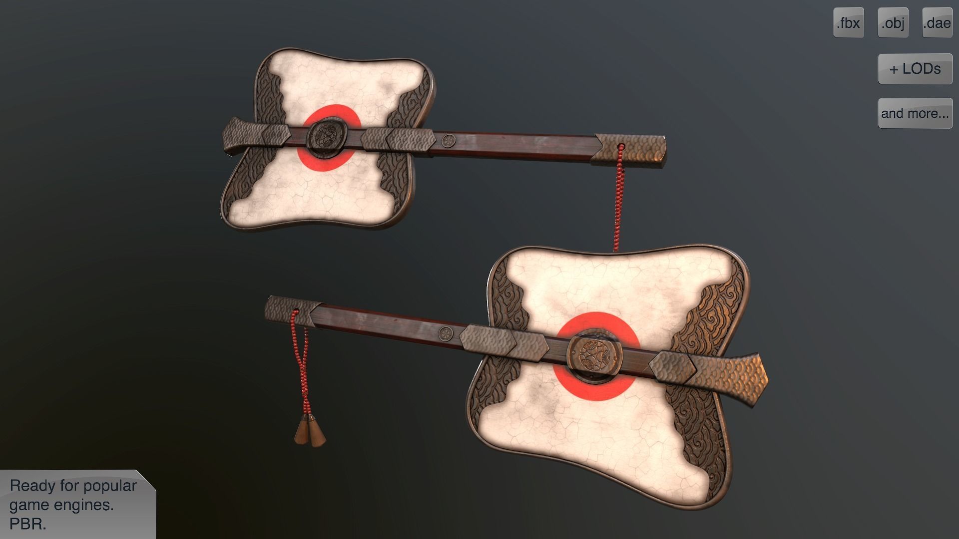 Gumbai fighting fans vol pack Low-poly 3D model_16
