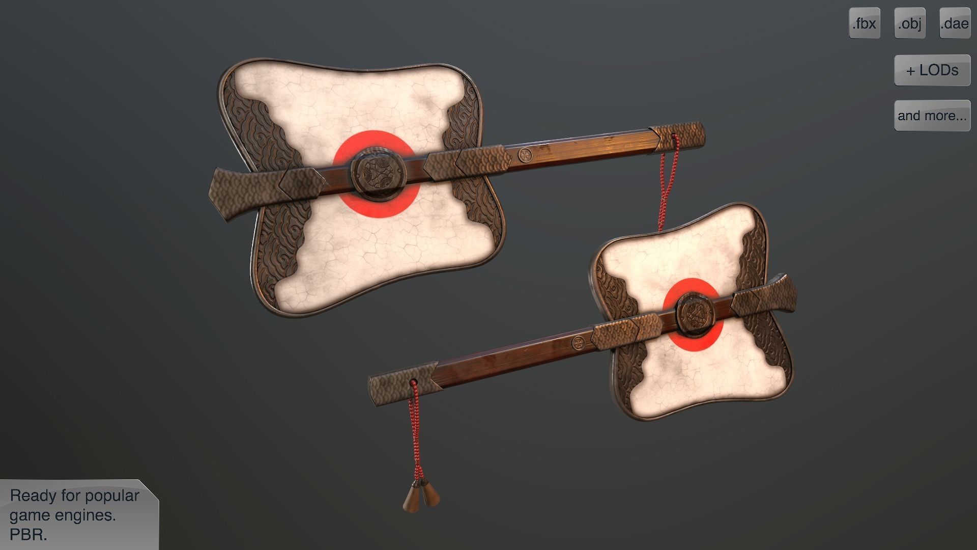 Gumbai fighting fans vol pack Low-poly 3D model_4