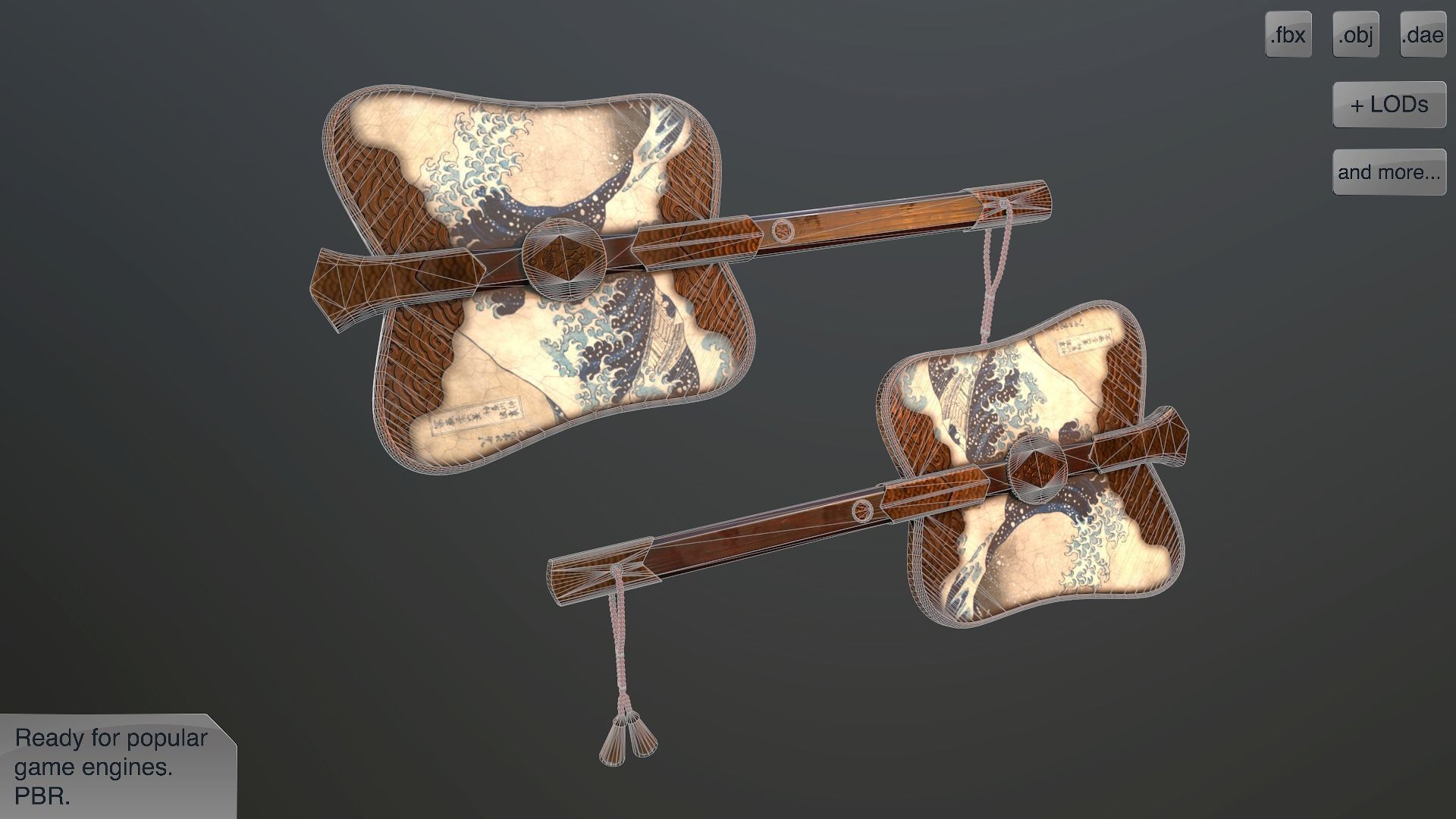 Gumbai fighting fans vol pack Low-poly 3D model_3