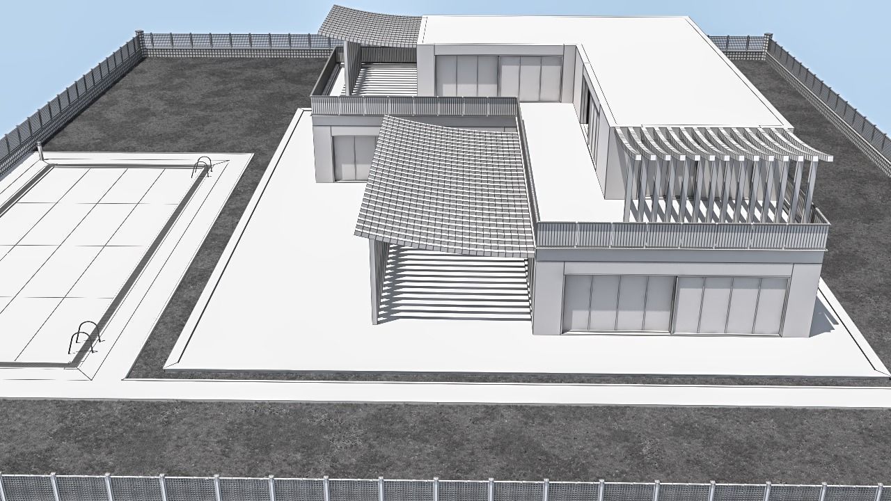 House with pool 3D model_3