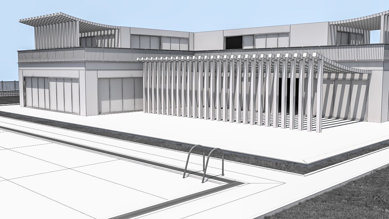 House with pool 3D model_5