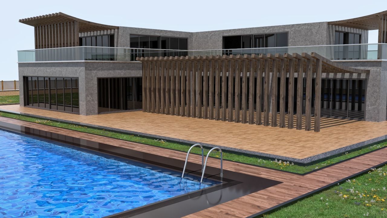House with pool 3D model_4