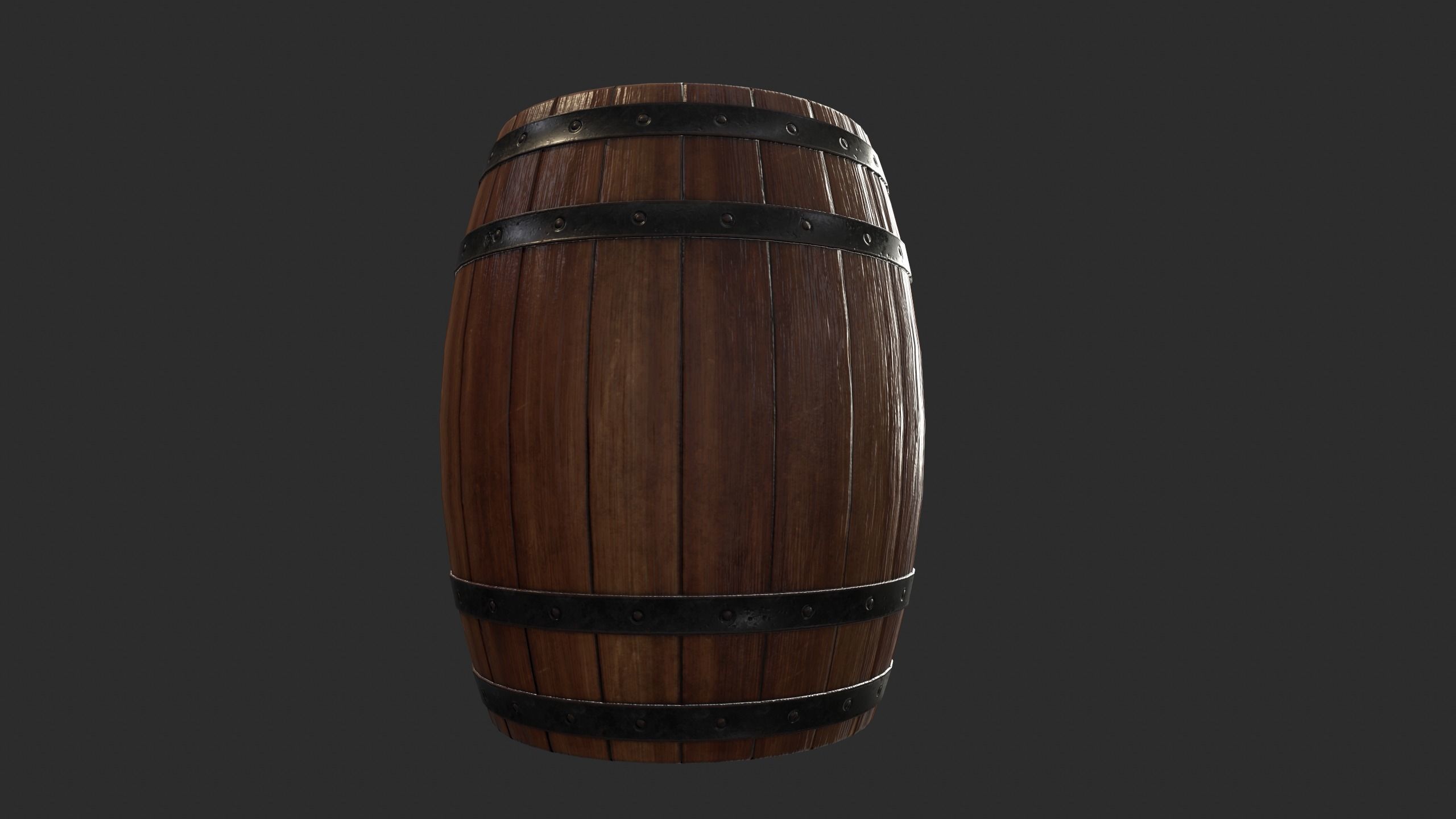 Wood Barrel Low-poly 3D model_16