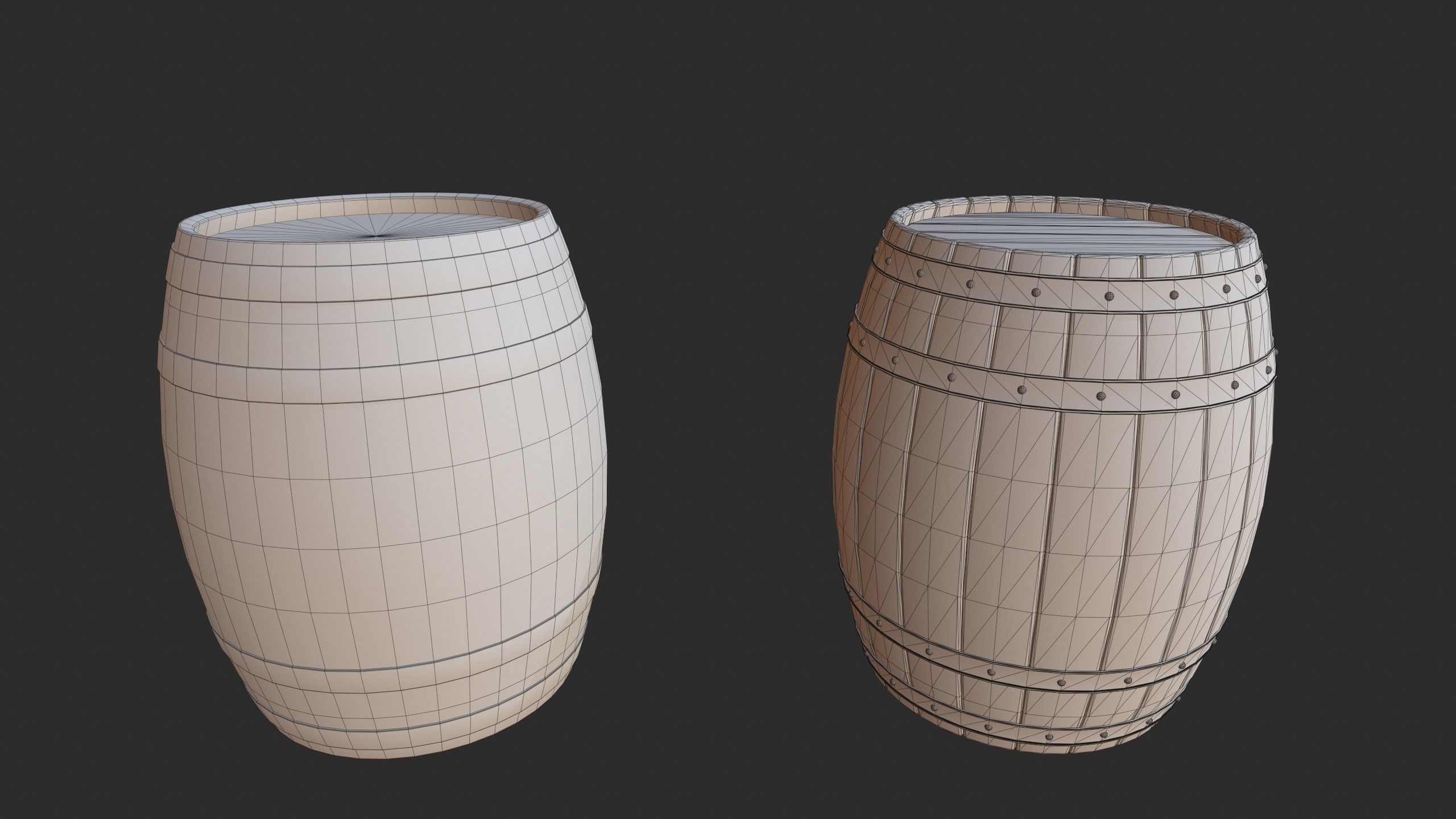 Wood Barrel Low-poly 3D model_3