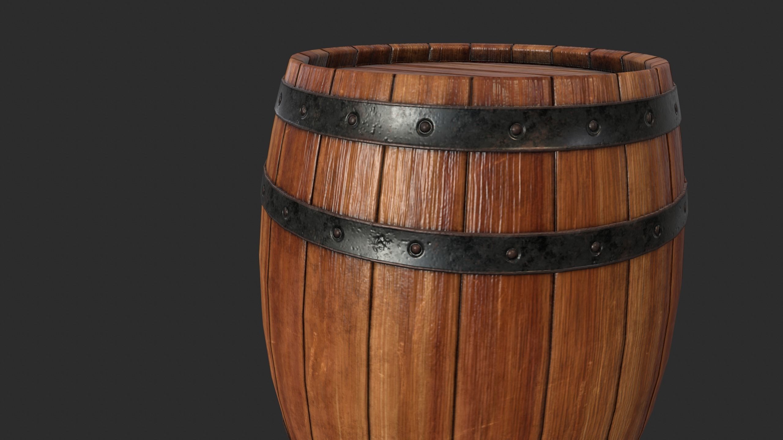 Wood Barrel Low-poly 3D model_20