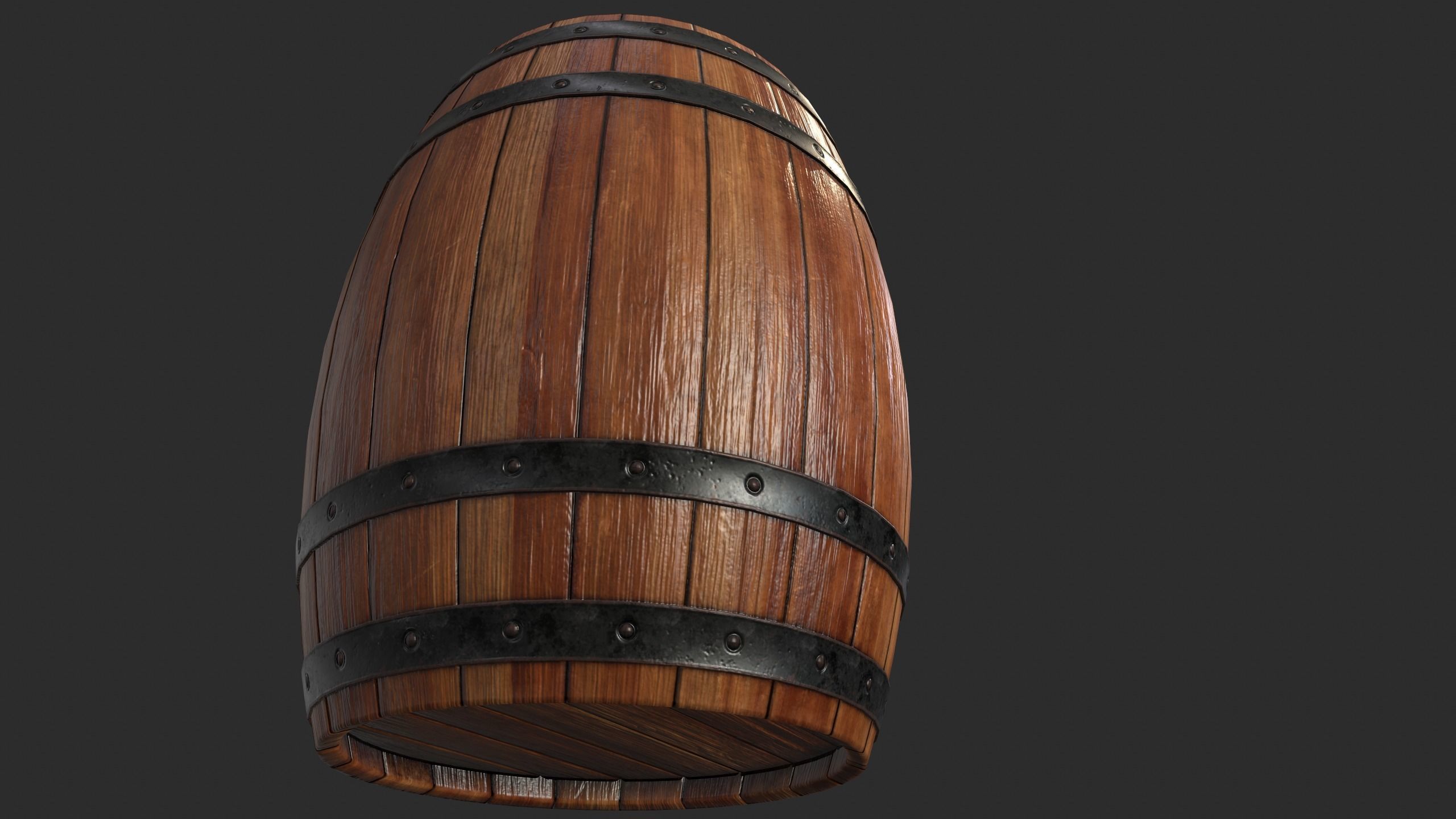 Wood Barrel Low-poly 3D model_22