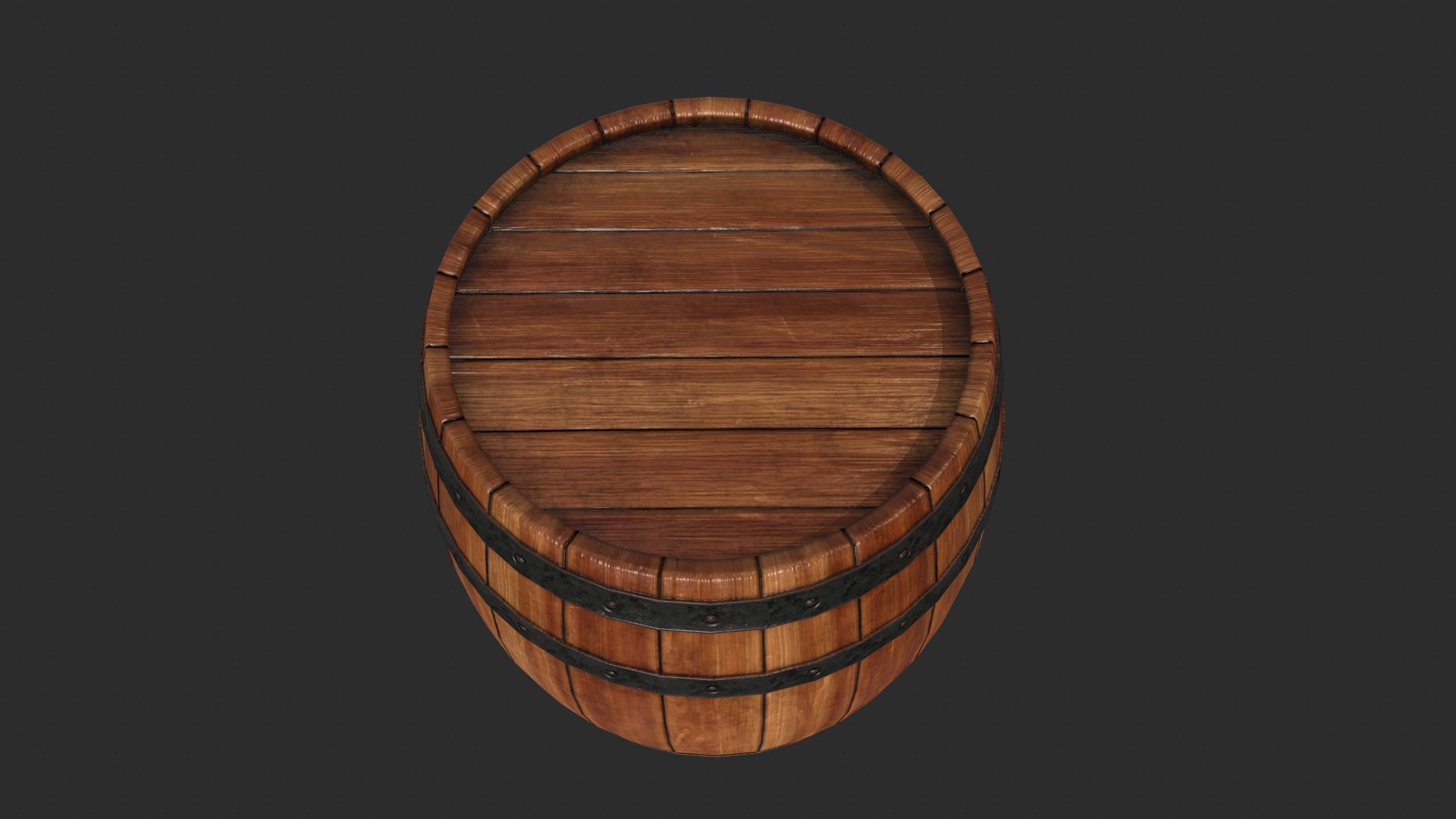 Wood Barrel Low-poly 3D model_13