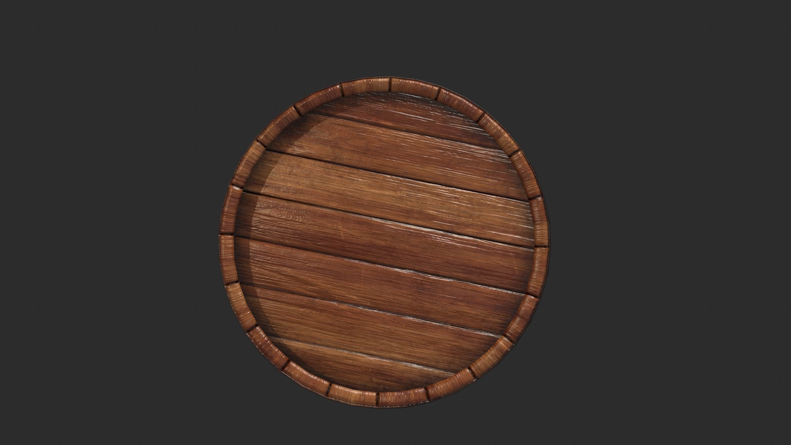 Wood Barrel Low-poly 3D model_17