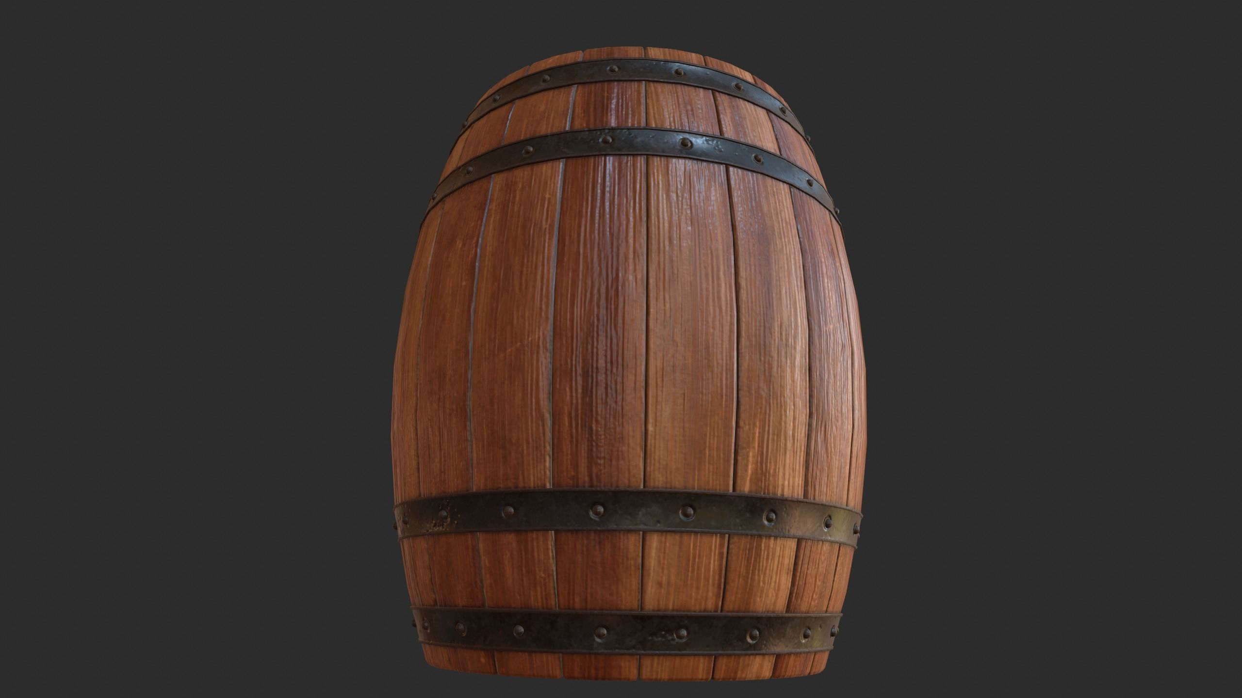 Wood Barrel Low-poly 3D model_10