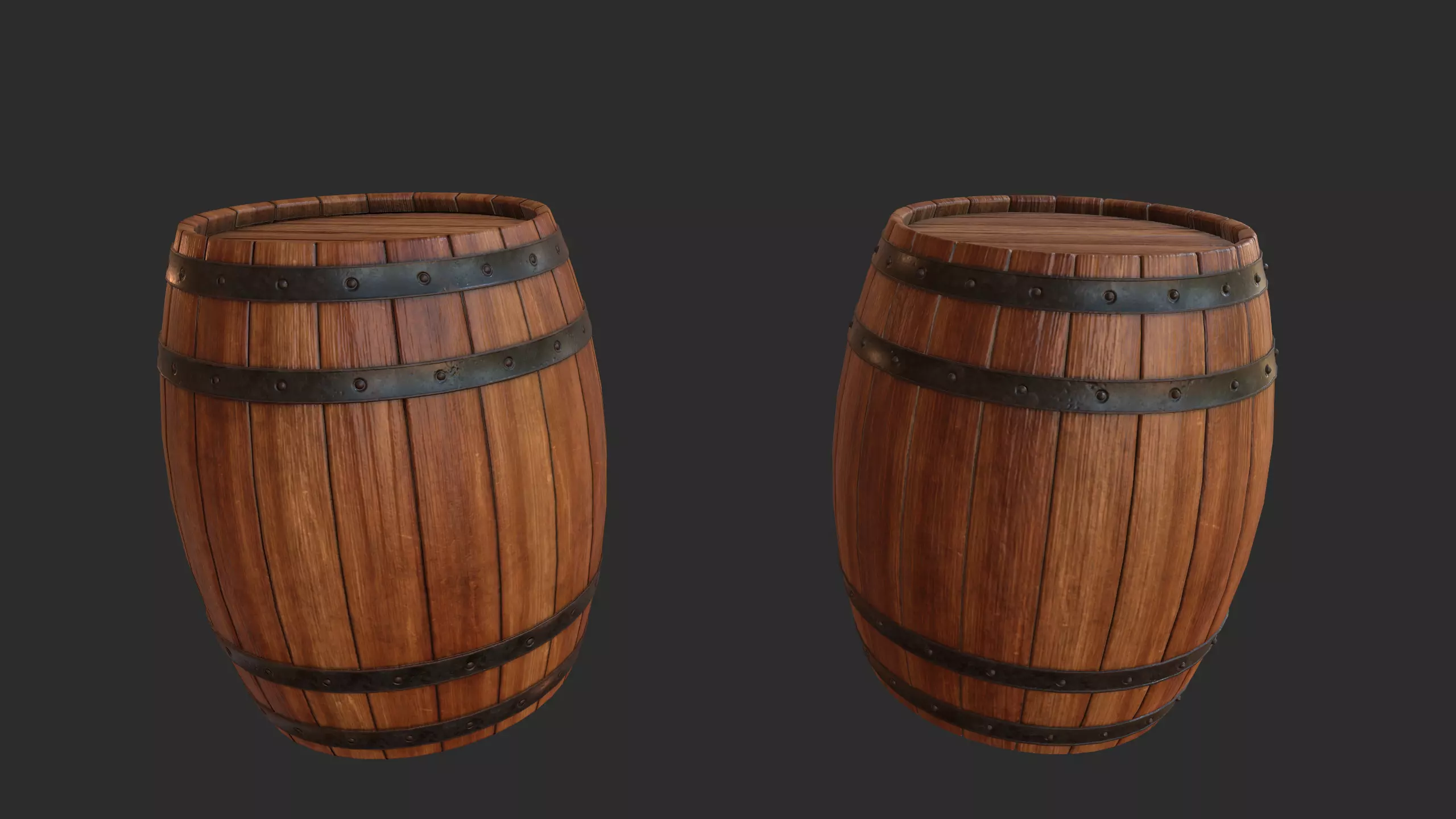 Wood Barrel Low-poly 3D model_0