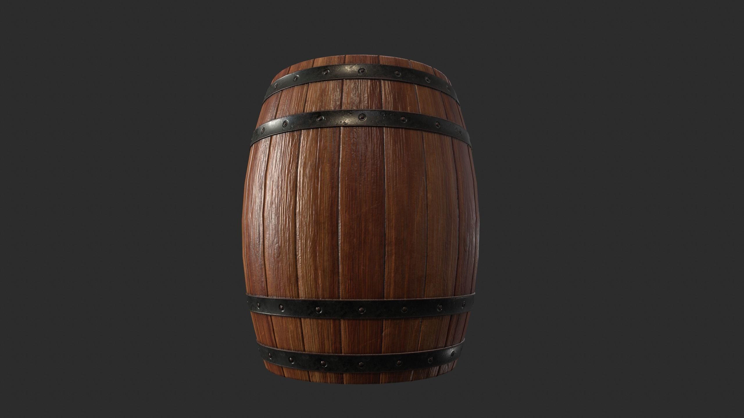 Wood Barrel Low-poly 3D model_15