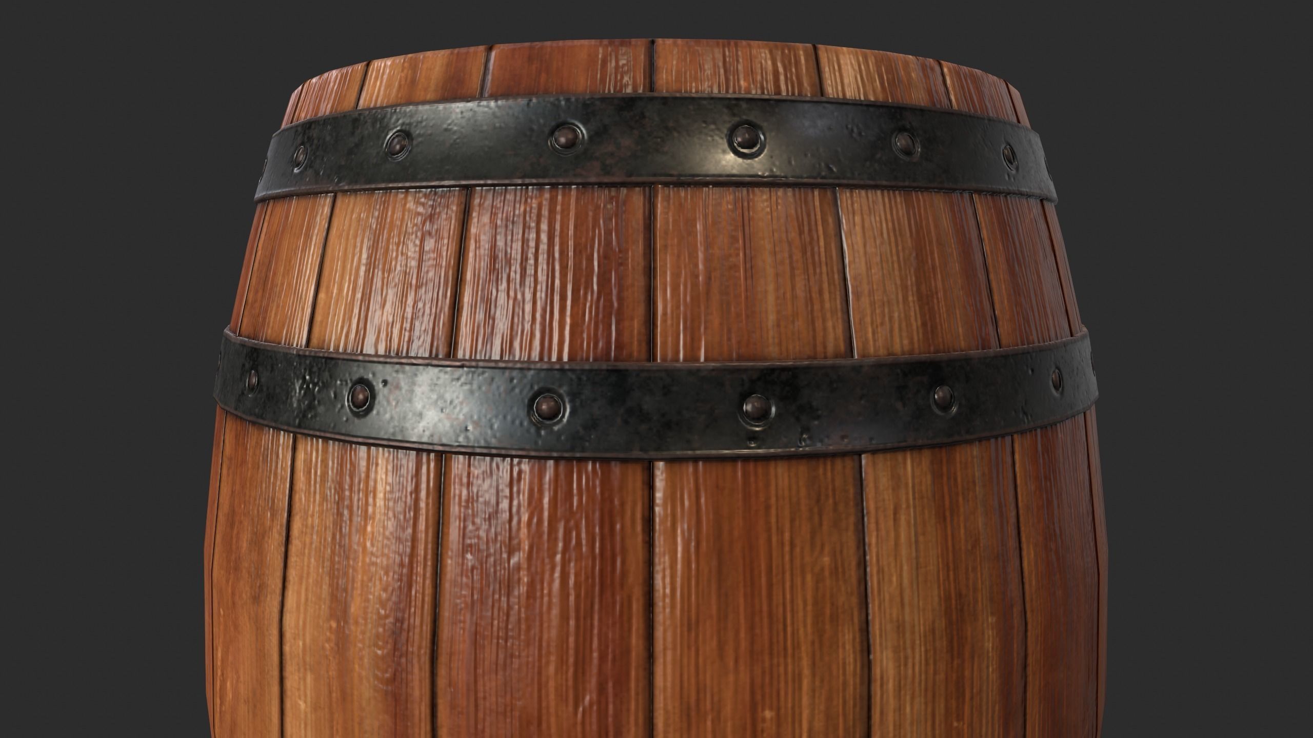 Wood Barrel Low-poly 3D model_21