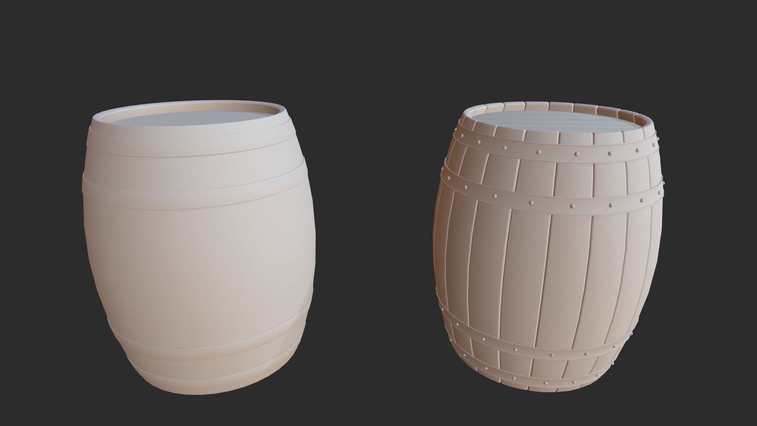 Wood Barrel Low-poly 3D model_2