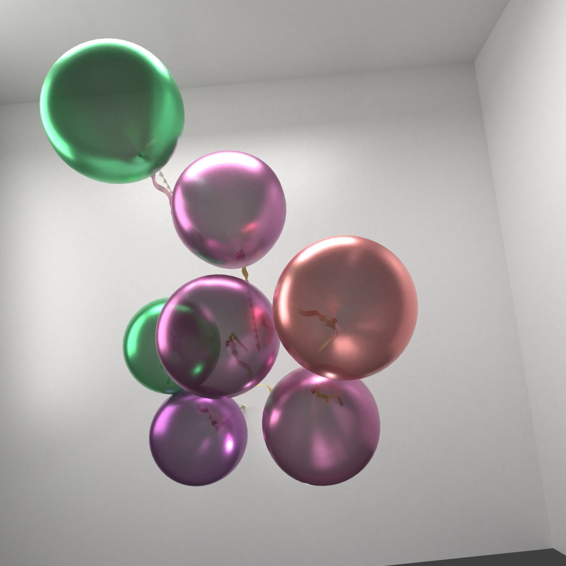 Random Color Metallic Balloon 2 3D model_2