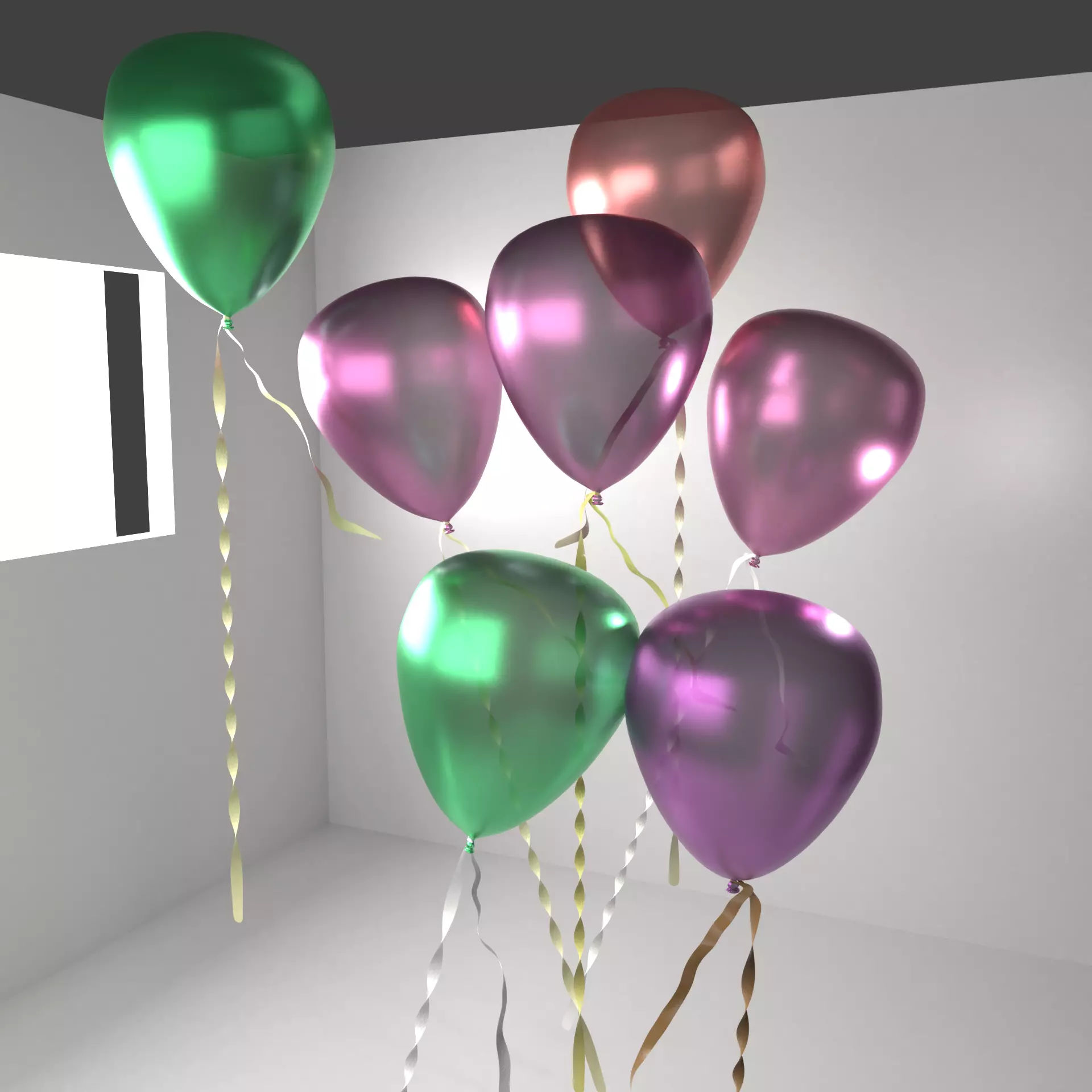 Random Color Metallic Balloon 2 3D model_0