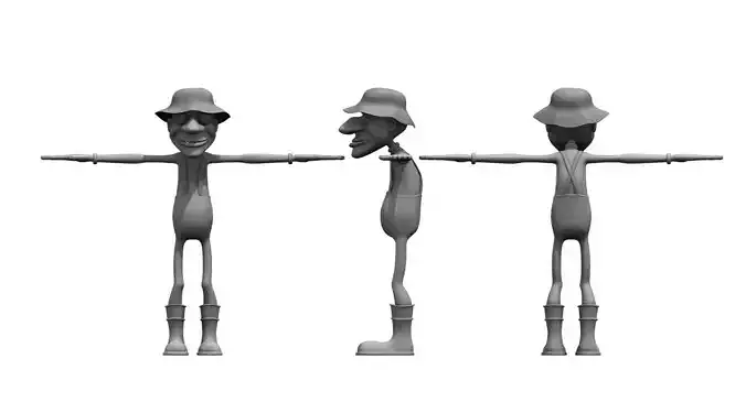 fisher man 3d cartoon model