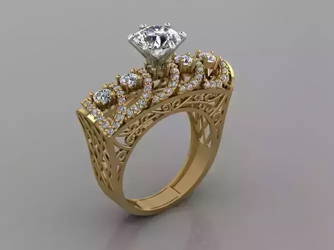 GC GOLD T157- Diamond solitarie gold ring 