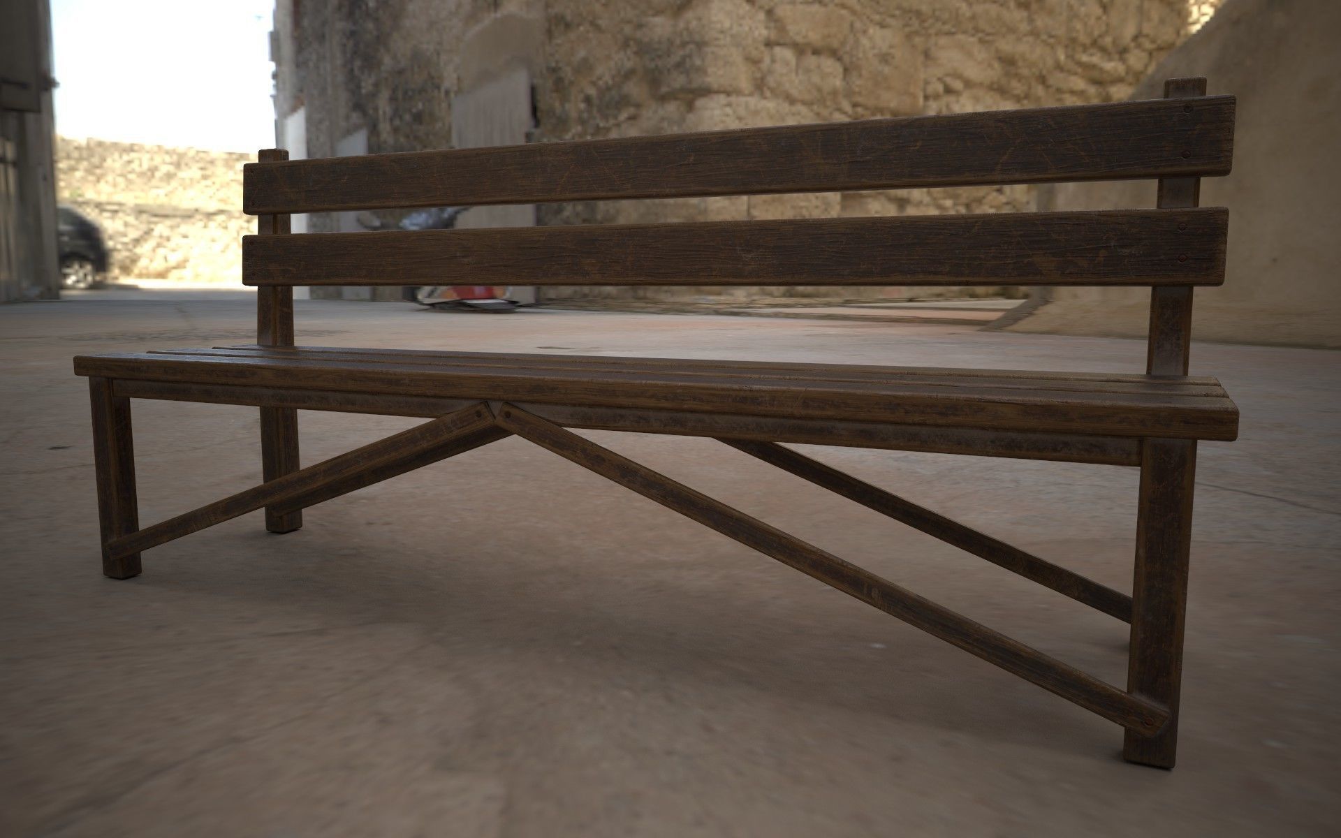 old furniture desk chir stool Low-poly 3D model_4