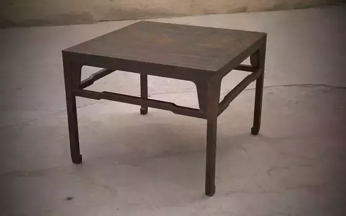 old furniture desk chir stool Low-poly 3D model