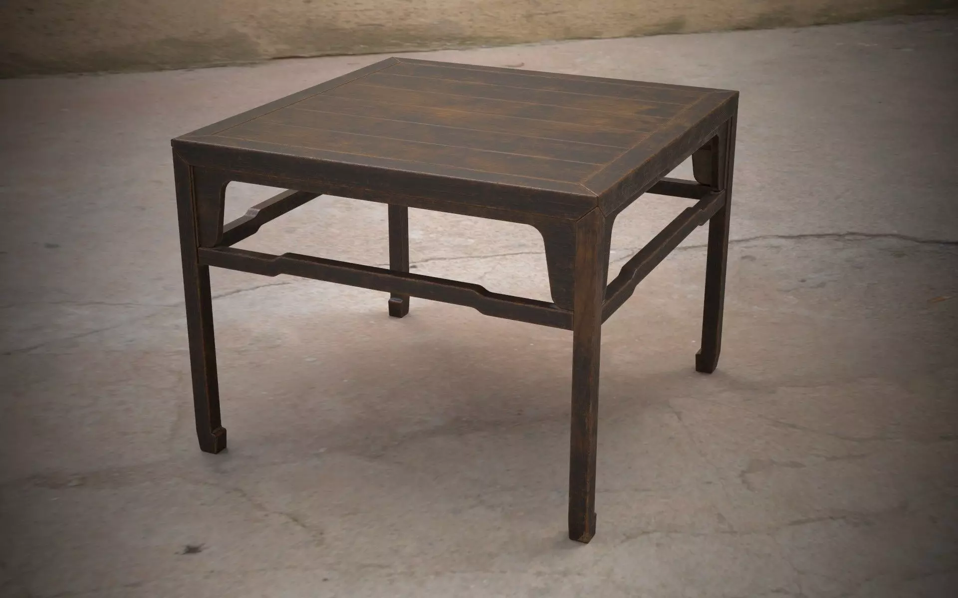 old furniture desk chir stool Low-poly 3D model_0