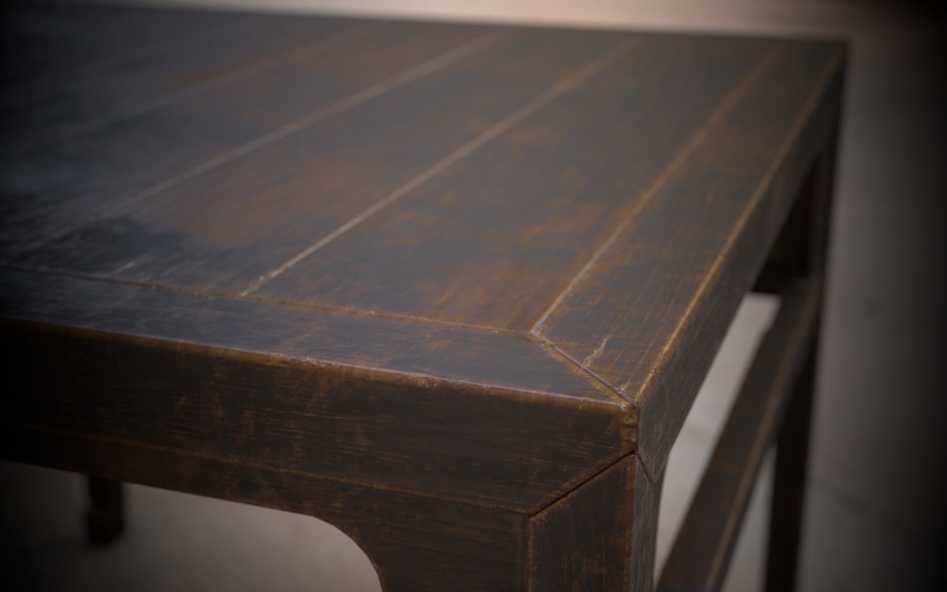 old furniture desk chir stool Low-poly 3D model_7