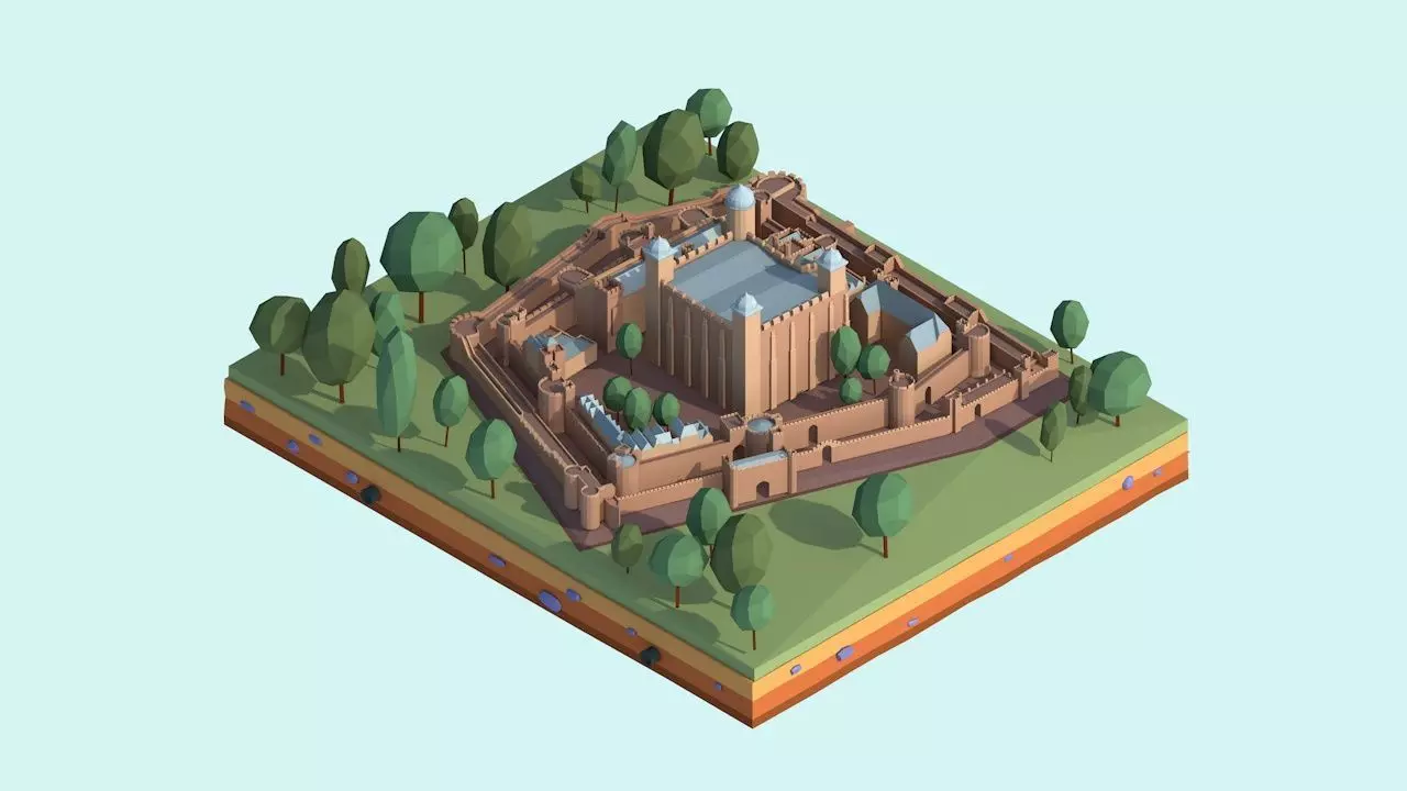 Cartoon Low Poly Tower Of London Low-poly 3D model