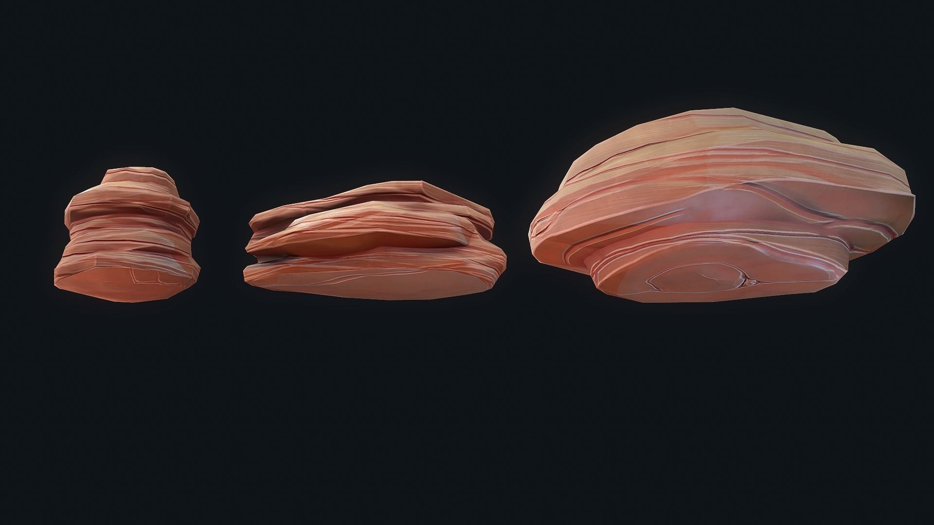 Stylized Desert Rock small 1 Low-poly 3D model_4