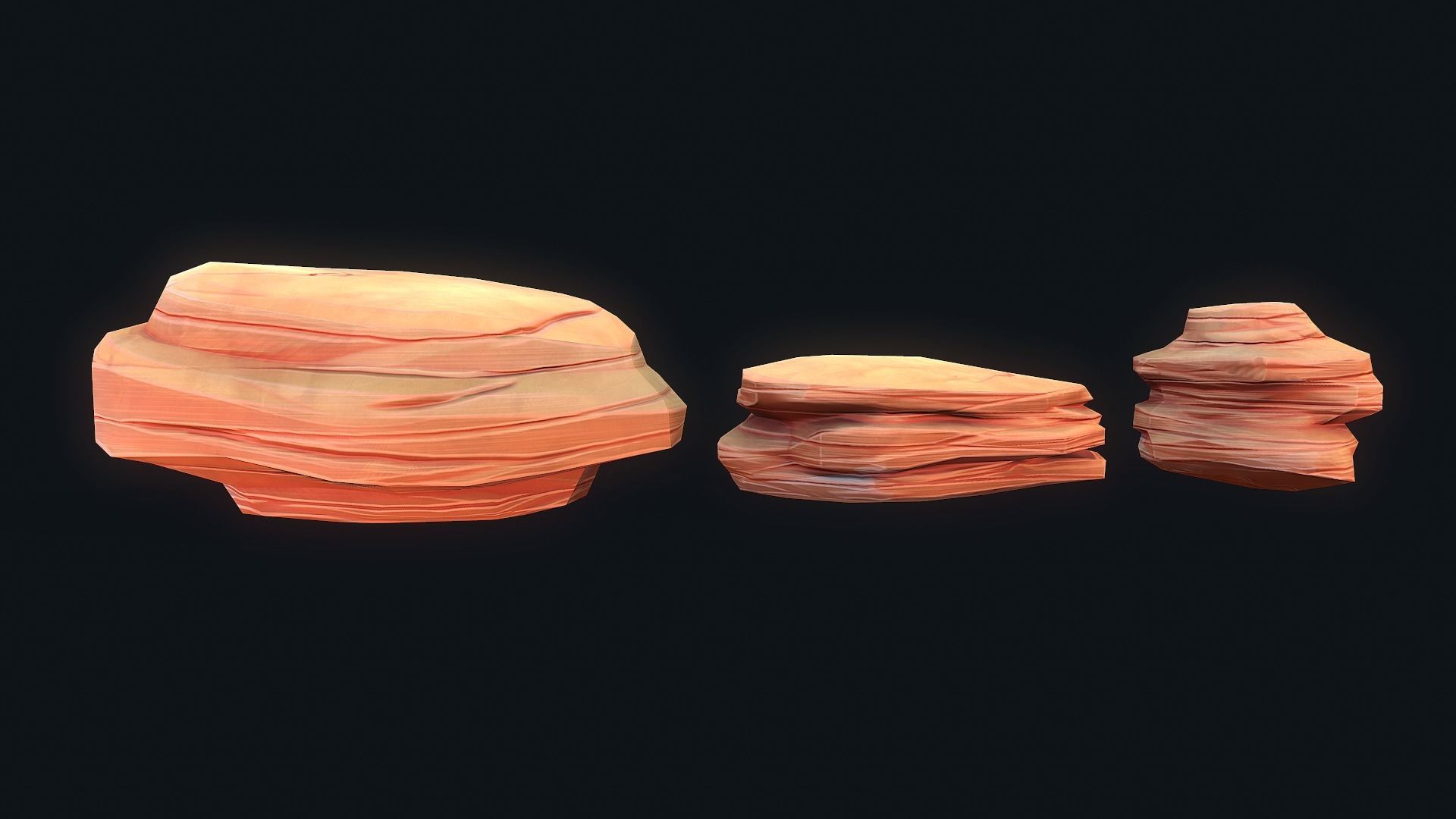 Stylized Desert Rock small 1 Low-poly 3D model_1