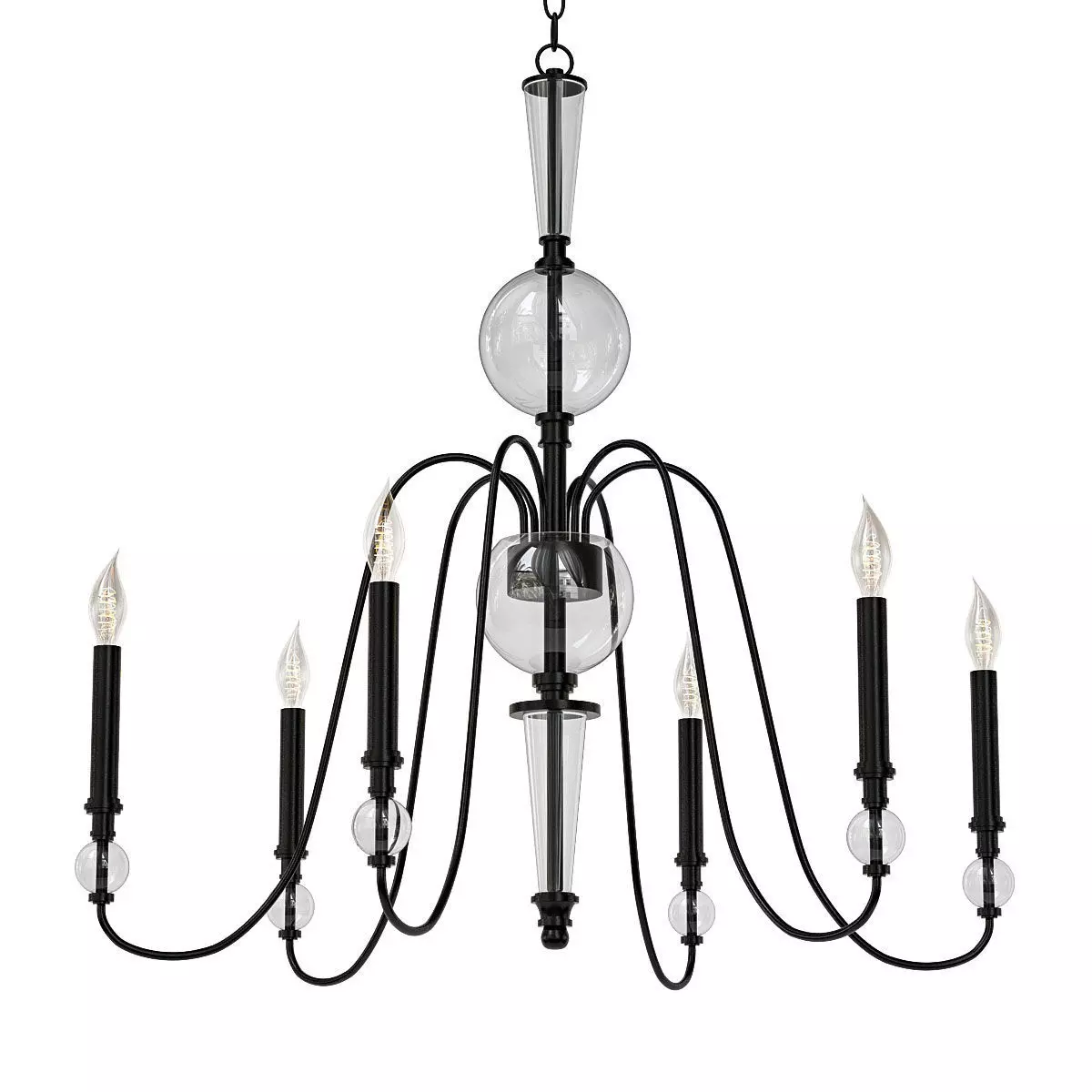 lightstar chandelier with glass candle holders 3D model_0