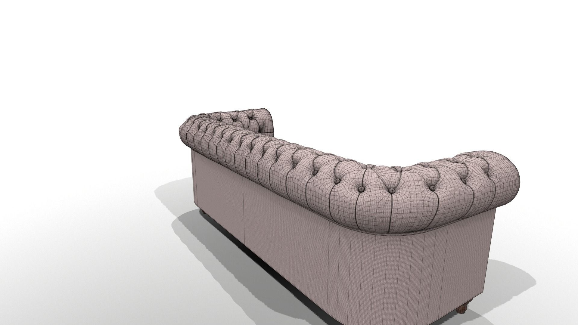 Chesterfield Sofa Set Low-poly 3D model_6