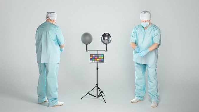 Middle-aged surgeon is operating 66 Low-poly 3D model