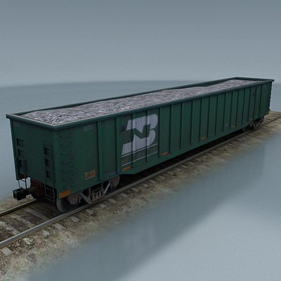 rail wagon 6 Low-poly 3D model_3